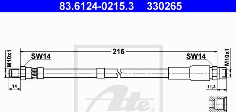 ATE 330265 - Тормозной шланг autosila-amz.com