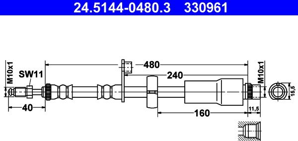 ATE 24.5144-0480.3 - Тормозной шланг autosila-amz.com