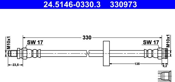 ATE 24.5146-0330.3 - Тормозной шланг autosila-amz.com