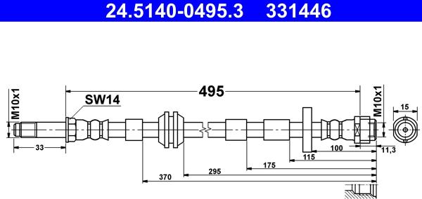 ATE 24.5140-0495.3 - Тормозной шланг autosila-amz.com