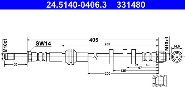 ATE 24.5140-0406.3 - Тормозной шланг autosila-amz.com