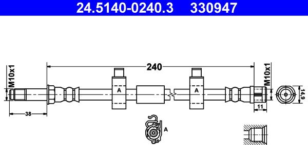 ATE 24.5140-0240.3 - Тормозной шланг autosila-amz.com