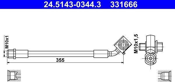 ATE 24.5143-0344.3 - Тормозной шланг autosila-amz.com