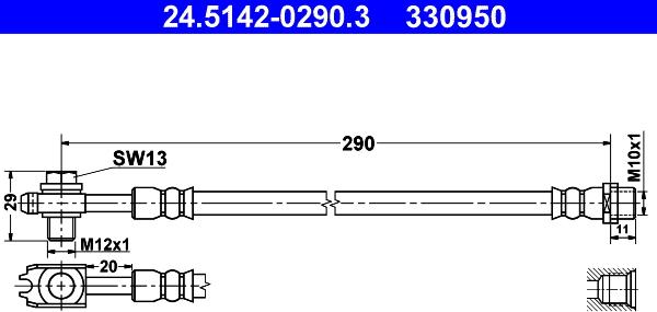 ATE 24.5142-0290.3 - Тормозной шланг autosila-amz.com