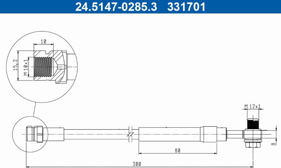 ATE 24.5147-0285.3 - Тормозной шланг autosila-amz.com