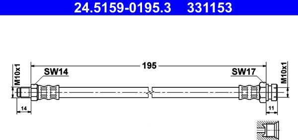 ATE 24.5159-0195.3 - Тормозной шланг autosila-amz.com