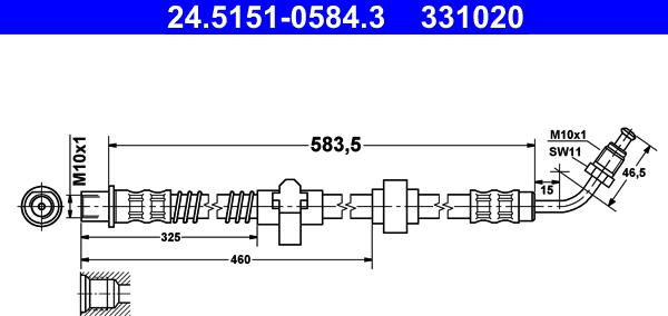 ATE 24.5151-0584.3 - Тормозной шланг autosila-amz.com