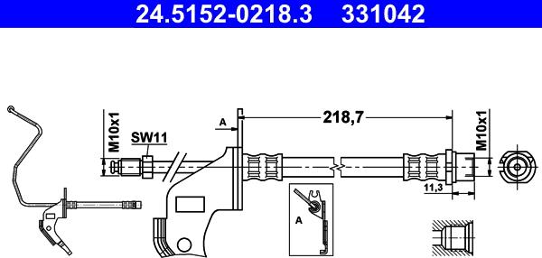 ATE 24.5152-0218.3 - Тормозной шланг autosila-amz.com