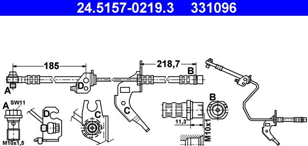 ATE 24.5157-0219.3 - Тормозной шланг autosila-amz.com