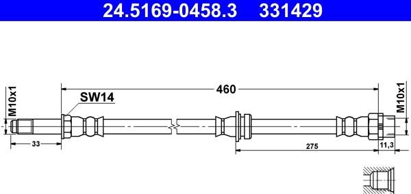 ATE 24.5169-0458.3 - Тормозной шланг autosila-amz.com