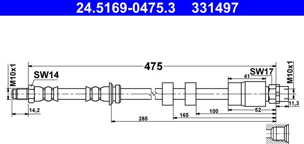 ATE 24.5169-0475.3 - Тормозной шланг autosila-amz.com