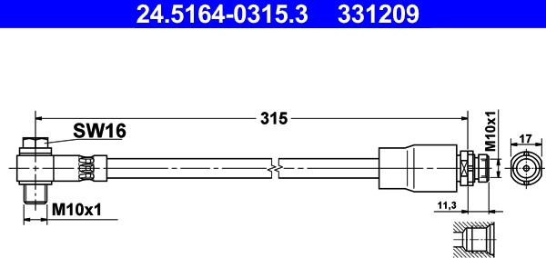 ATE 24.5164-0315.3 - Тормозной шланг autosila-amz.com