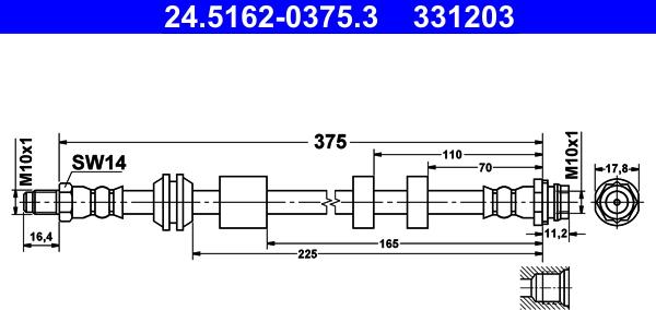 ATE 24.5162-0375.3 - Тормозной шланг autosila-amz.com