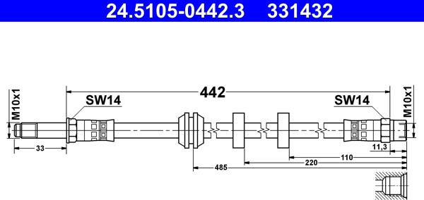 ATE 24.5105-0442.3 - Тормозной шланг autosila-amz.com