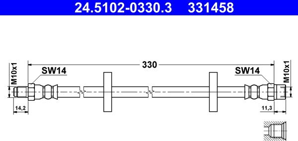 ATE 24.5102-0330.3 - Тормозной шланг autosila-amz.com