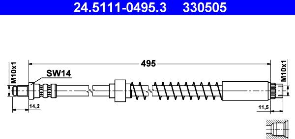 ATE 24.5111-0495.3 - Тормозной шланг autosila-amz.com