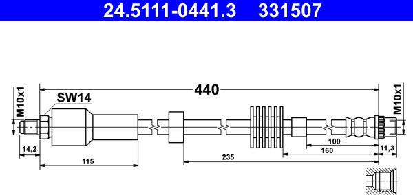 ATE 24.5111-0441.3 - Тормозной шланг autosila-amz.com