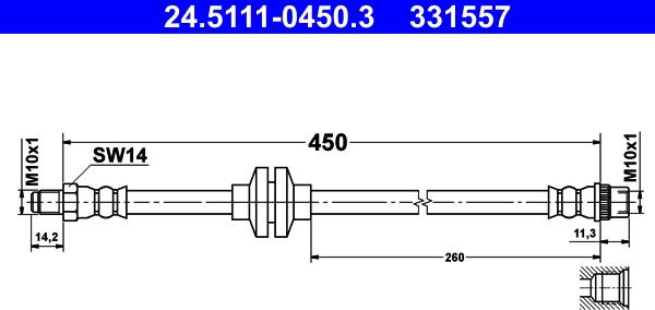 ATE 24.5111-0450.3 - Тормозной шланг autosila-amz.com