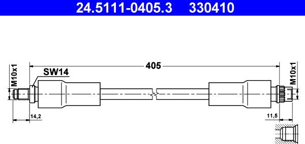 ATE 24.5111-0405.3 - Тормозной шланг autosila-amz.com