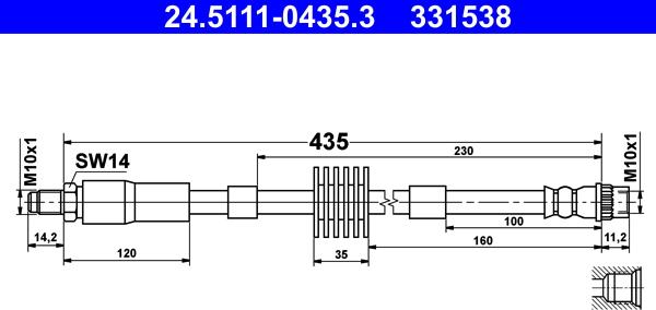 ATE 24.5111-0435.3 - Тормозной шланг autosila-amz.com