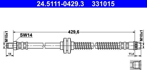 ATE 24.5111-0429.3 - Тормозной шланг autosila-amz.com