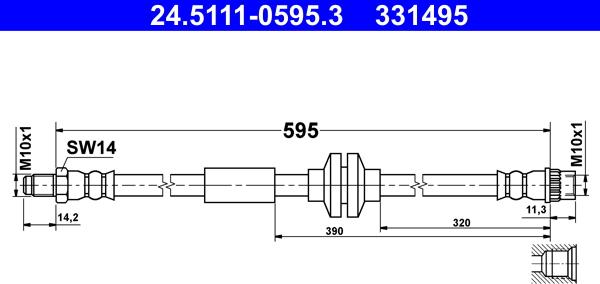 ATE 24.5111-0595.3 - Тормозной шланг autosila-amz.com