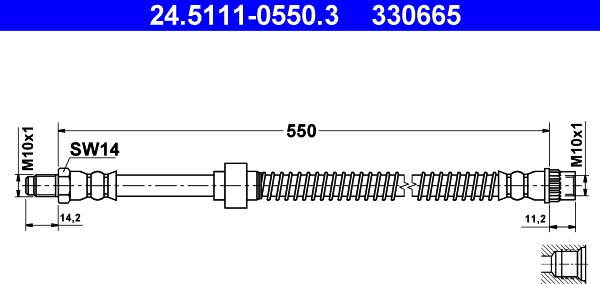 ATE 24.5111-0550.3 - Тормозной шланг autosila-amz.com