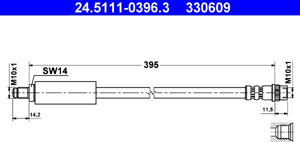 ATE 24.5111-0396.3 - Тормозной шланг autosila-amz.com