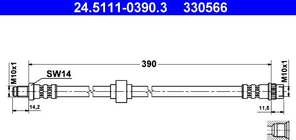 ATE 24.5111-0390.3 - Тормозной шланг autosila-amz.com