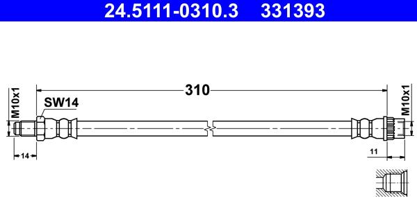 ATE 24.5111-0310.3 - Тормозной шланг autosila-amz.com