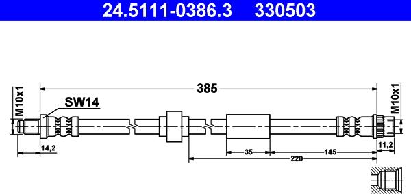 ATE 24.5111-0386.3 - Тормозной шланг autosila-amz.com