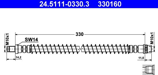 ATE 24.5111-0330.3 - Тормозной шланг autosila-amz.com