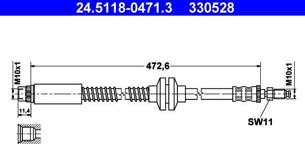 ATE 24.5118-0471.3 - Тормозной шланг autosila-amz.com