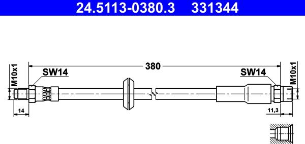 ATE 24.5113-0380.3 - Тормозной шланг autosila-amz.com