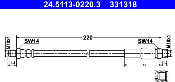 ATE 24.5113-0220.3 - Тормозной шланг autosila-amz.com