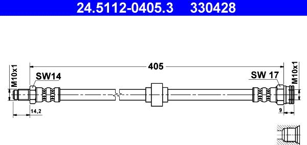 ATE 24.5112-0405.3 - Тормозной шланг autosila-amz.com