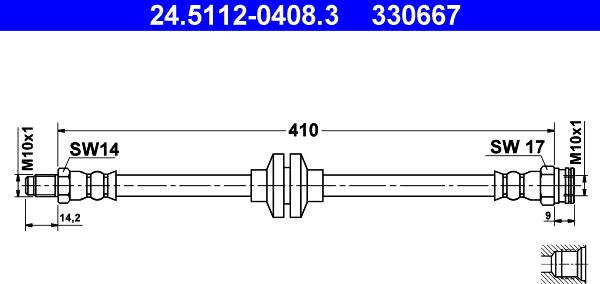 ATE 24.5112-0408.3 - Тормозной шланг autosila-amz.com