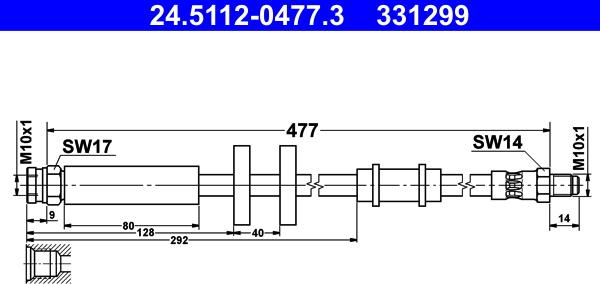 ATE 24.5112-0477.3 - Тормозной шланг autosila-amz.com