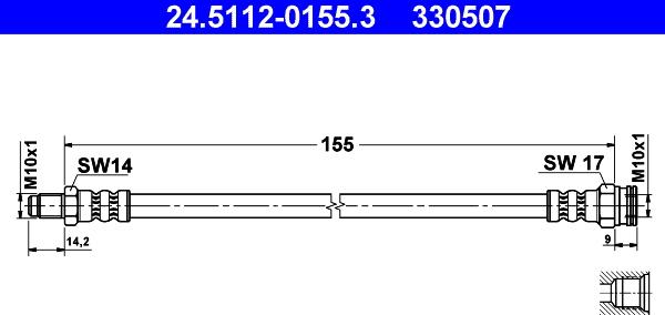 ATE 24.5112-0155.3 - Тормозной шланг autosila-amz.com