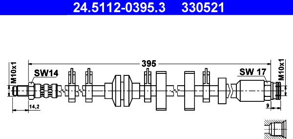 ATE 24.5112-0395.3 - Тормозной шланг autosila-amz.com