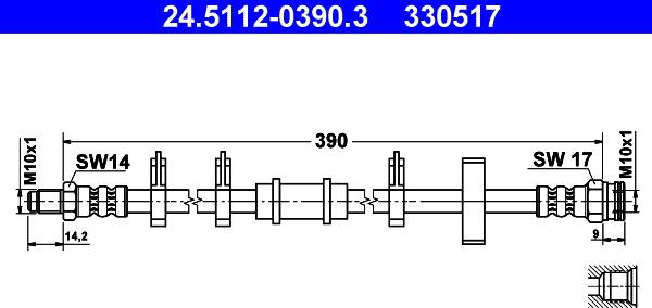 ATE 24.5112-0390.3 - Тормозной шланг autosila-amz.com