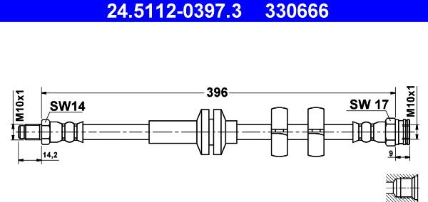 ATE 24.5112-0397.3 - Тормозной шланг autosila-amz.com