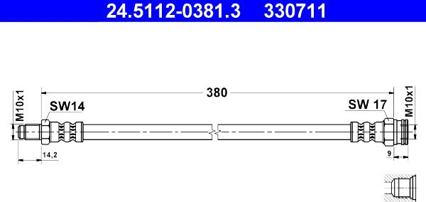 ATE 24.5112-0381.3 - Тормозной шланг autosila-amz.com