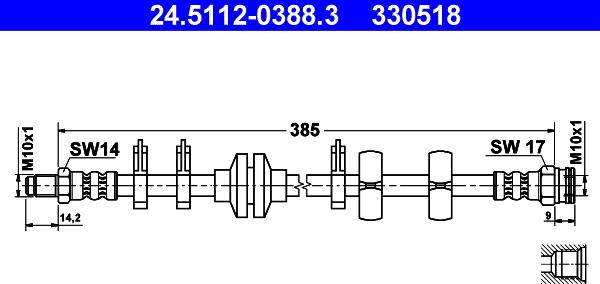 ATE 24.5112-0388.3 - Тормозной шланг autosila-amz.com