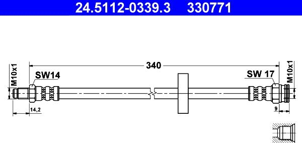 ATE 24.5112-0339.3 - Тормозной шланг autosila-amz.com