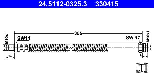 ATE 24.5112-0325.3 - Тормозной шланг autosila-amz.com