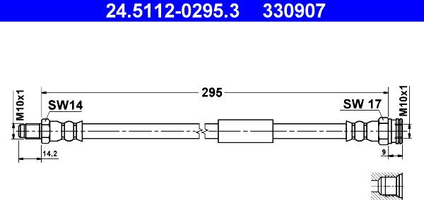 ATE 24.5112-0295.3 - Тормозной шланг autosila-amz.com