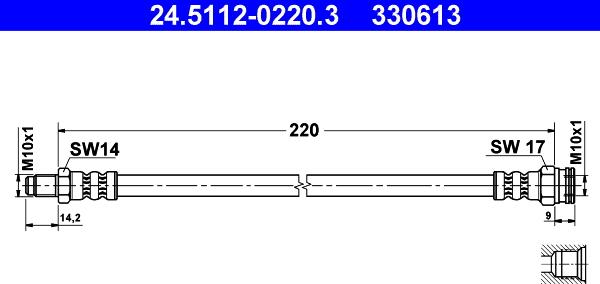 ATE 24.5112-0220.3 - Тормозной шланг autosila-amz.com