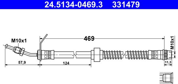 ATE 24.5134-0469.3 - Тормозной шланг autosila-amz.com