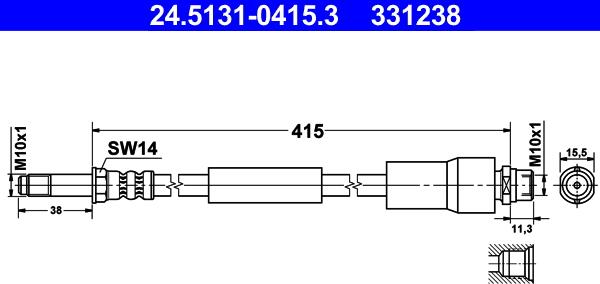 ATE 24.5131-0415.3 - Тормозной шланг autosila-amz.com